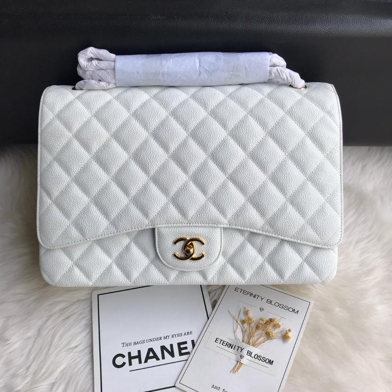 Chanel 2.55 Classic A58601 ball pattern gold buckle white